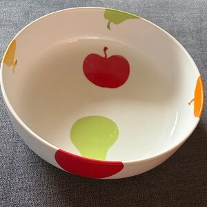 Colorful Fruit Ceramic Serving Bowl in White with Red, Green & Orange Accents